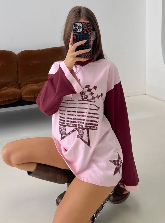 Starletta Long Sleeve Moto Top Pink