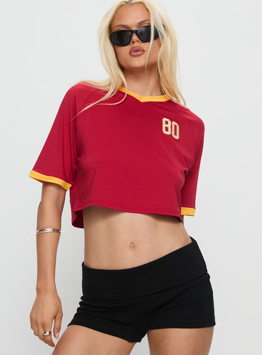 USC Cropped Soccer Jersey Tee Cardinal