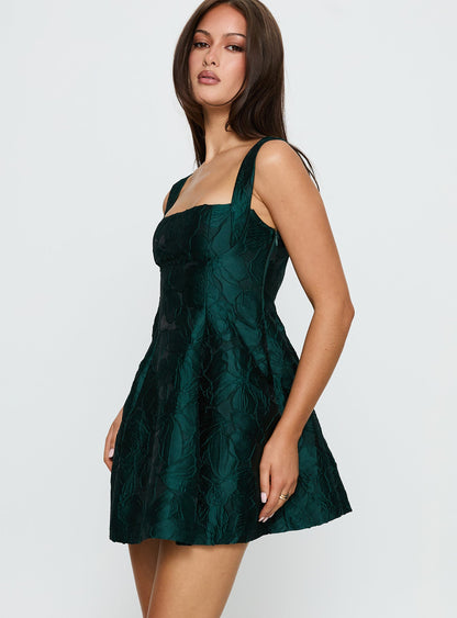 Eloquent Mini Dress Forest Green