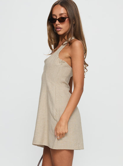 Florelli Halter Mini Dress Oat