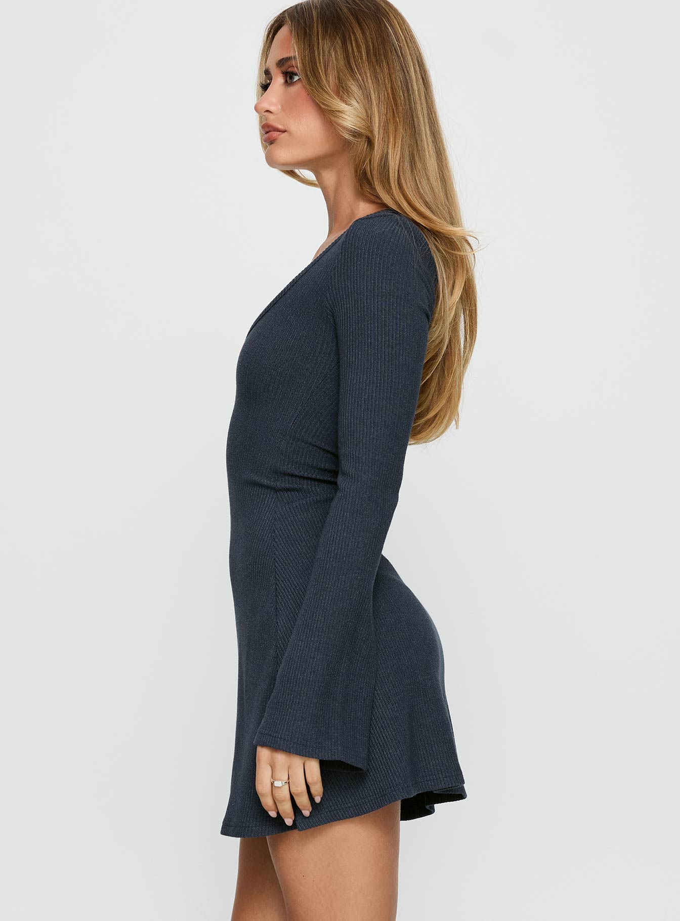 Best Interest Long Sleeve Mini Dress Navy