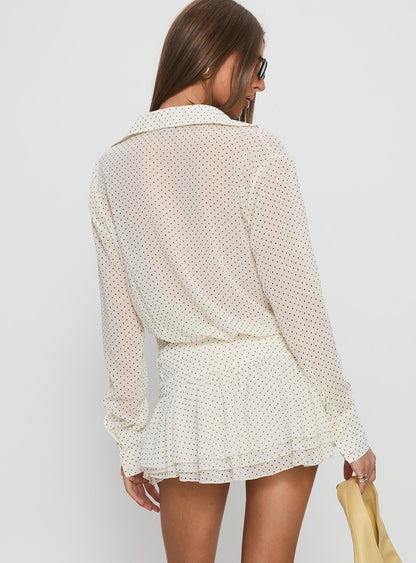 Girls Girls Girls Long Sleeve Mini Dress Porcelain Polka