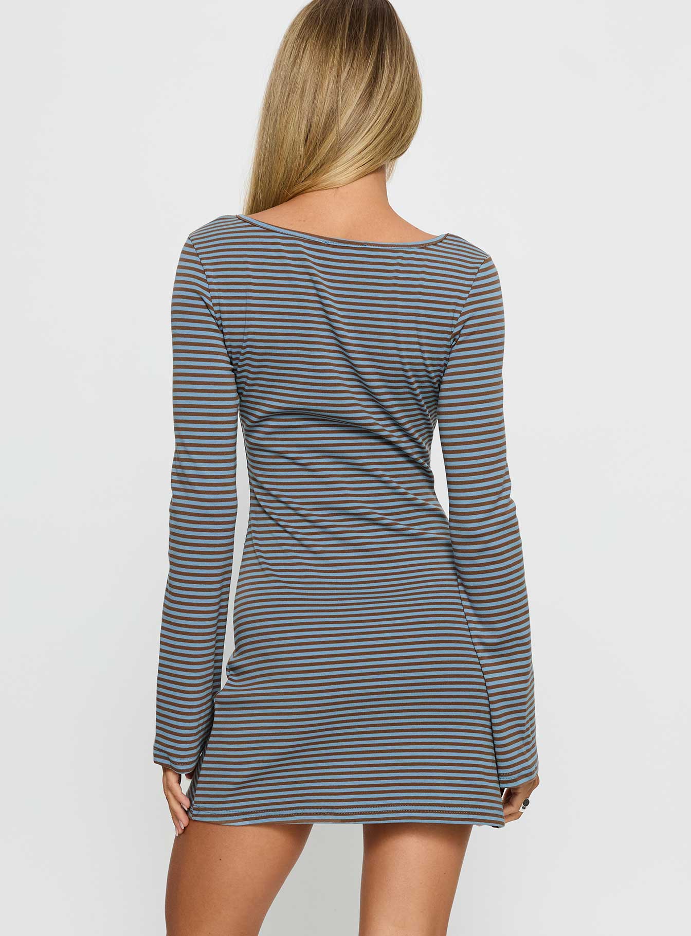 Bryanna Long Sleeve Mini Dress Blue / Brown