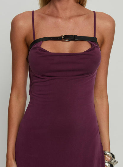 Kalissa Cowl Belted Mini Dress Mauve