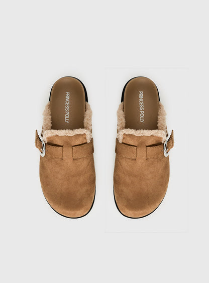 Raxton Faux Suede Clogs Brown