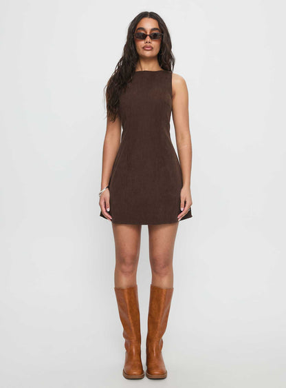 Alfalfa Corduroy Mini Dress Chocolate