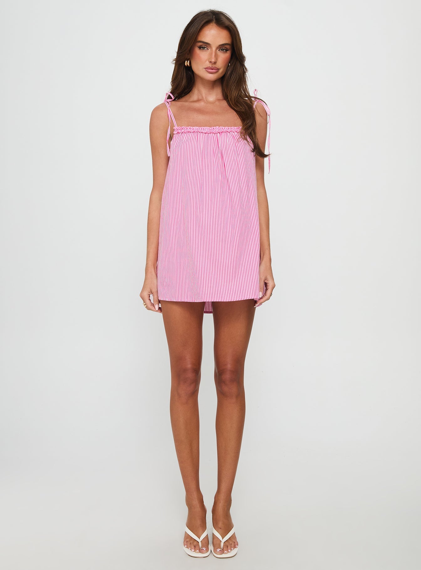 Little Wonders Frill Smock Mini Dress Pink Stripe